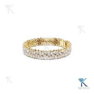 Luxury Bridal Diamond Statement Bracelet Multi Row Pear Marquise Cluster <b>Bangle</b> 14K 18K <b>Solid</b> <b>Gold</b> Women Fine Jewelry Wholesale - Product Image 3