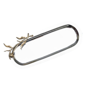 Unique Design Rectangle Shape Food Serving <b>Tray</b> High Quality <b>Large</b> Size Metal <b>Tray</b> With Gold Handles For Hotel Restaurant Supply - Product Image 3