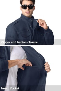 Chaqueta Estilo Utilitario para Hombre, Cuello Alto, Diseño Multicompartimento, Ropa Exterior Informal Resistente, Ropa de Campo a la Moda - Product Image 5