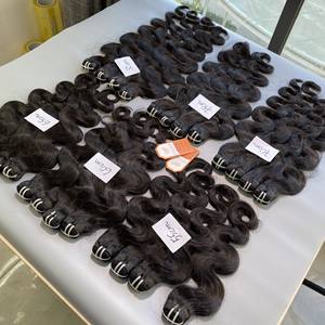 Extensions de cheveux humains Remy purs, noir naturel, cheveux vierges vietnamiens non traités, ondulés, double trame, Azhair - Product Image 3