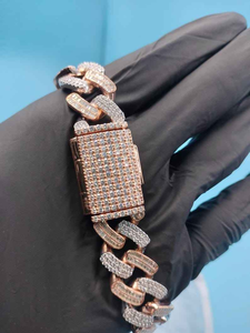 Bracelet cubain en moissanite, bicolore or et argent, chaîne pavée, bijoux de luxe pour hommes et femmes, cadeau tendance hip-hop - Product Image 6