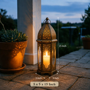 Lanterne décorative en métal de style marocain, design moderne de style royal, lanterne de sol, décoration pour la maison, le jardin, le Ramadan, la Saint-Valentin - Product Image 2