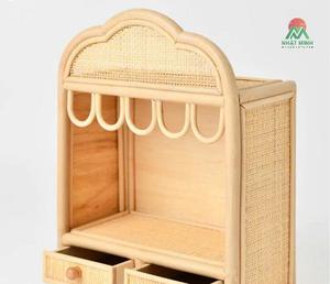 Armoire de rangement pour poupées en osier, design tropical, artisanale, moderne, pour l'intérieur de la maison, armoire de rangement pour salon, matériau naturel. - Product Image 2