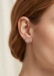Pendientes de Diamantes en Oro Rosa para Mujer, Estilo Vintage, Filigrana Floral, Chapados en Oro, Certificados por IGI, de Lujo - Product Image 3