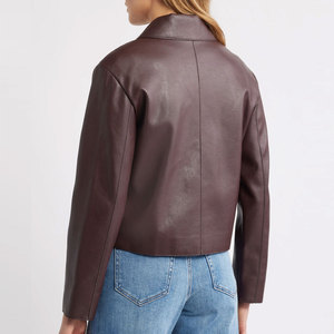 New Fashion Custom Winter 100% Genuine Leather Breathable Women's Cropped Quilted Leather Jackets For Sale - Product Image 2