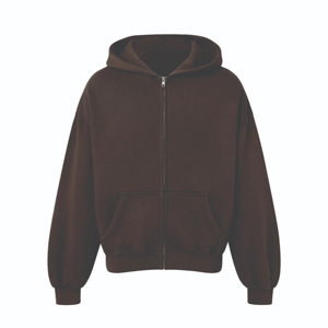 เสื้อฮู้ดซิปผู้ชายทรงโอเวอร์ไซส์ สีพื้น ผ้าฟลีซคอตตอน สวมใส่สบายๆ สำหรับฤดูใบไม้ร่วง ทรงปกติ แขนยาวถัก - Product Image 1