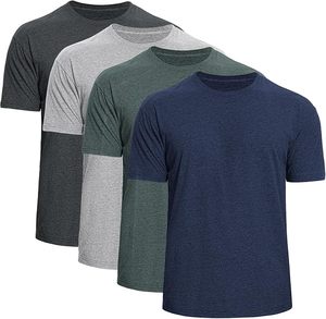 T-shirts décontractés pour hommes, coupe ajustée, design basique uni à col rond, en plusieurs couleurs, tissu tricoté doux, pack combiné - Product Image 1