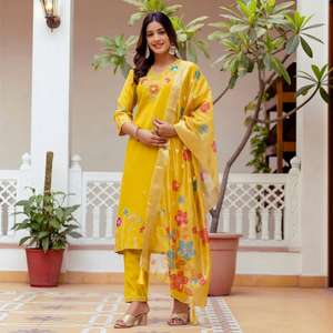 ชุดคุर्ติปักลายดอกไม้สำหรับผู้หญิง ชุดกางเกงคุर्ติ ชุดคุर्ต้า ราคาดีที่สุด คอลเลคชั่นฤดูร้อนสวยงาม รับสั่งตัดตามแบบ - Product Image 1