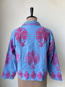Chaqueta Kimono Suzani de Terciopelo 100% Algodón Hecha a Mano |   Bolso Frontal con Cuello Redondo, Transpirable, Ecológico y Antiarrugas para Otoño/Invierno/Primavera - Product Image 3