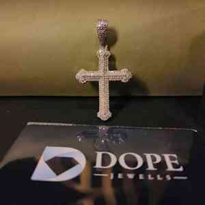 Pendentif Hip Hop Croix Entièrement Sertie de Diamants, en Acier Inoxydable, Diamant de Laboratoire 4 carats, Unisexe, Tendance, pour Toutes les Occasions, Cadeau - Product Image 1