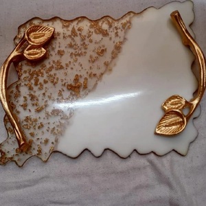 Bandeja para servir con asas Bandeja decorativa Mesa de centro Bandeja acrílica para desayuno Mesa de comida de té Encimera de tocador otomana - Product Image 3