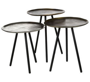 Contemporary Home Metal <b>Nesting</b> <b>Tables</b> With Metal Top Space Saving Design Ideal For Modern Furniture Collection - Product Image 5