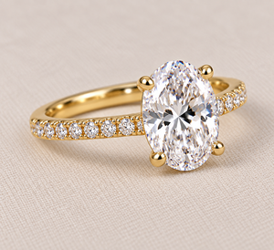 Oval Moissanite Engagement <b>Ring</b> Gold Plated Pave <b>Set</b> Claw Band Wedding Anniversary Jewelry <b>for</b> <b>Women</b> - Product Image 2