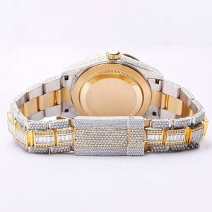 Montre de luxe sertie de diamants Moissanite, bicolore or et argent, automatique, mécanique, style Hip Hop - Product Image 4