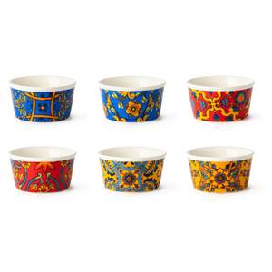 Set di 6 Ciotole in Porcellana Trinacria Excelsa, Piatti Decorativi Multicolore per Servire - Product Image 1