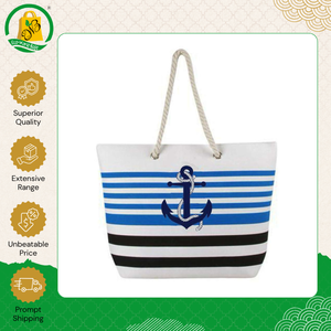 Bolsa de Lona para Mujer de Excelente Calidad en Oferta con Logotipo Personalizado y Estampado de Rayas, Asa de Cuerda Trenzada, de la India - Product Image 2