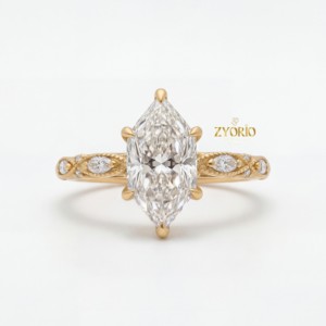 Romantic Vintage Style Marquise Lab Grown Diamond Engagement <b>Ring</b> <b>Adjustable</b> Band 925 <b>Silver</b> Elegant Jewelry for Anniversary - Product Image 6