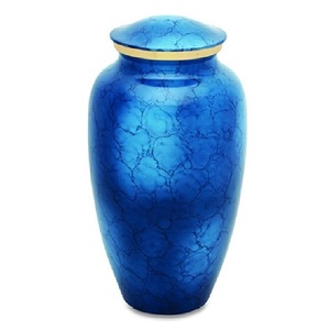 Urnes funéraires classiques en aluminium de haute qualité pour adultes, avec finition métallique bleue, pour cendres humaines. - Product Image 5