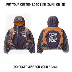 Premium 120 GSM Polyester <b>Windbreaker</b> Jacket <b>Black</b> Orange Panel Custom Logo Digital Printing Waterproof Breathable Winter <b>Men's</b> - Product Image 1