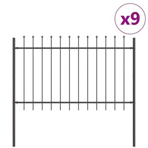 Valla de Jardín de Acero con Recubrimiento en Polvo Gris de 9 Piezas, 50.20 x 2.62 pies, Productos de Acero Galvanizado Prepintado - Product Image 2