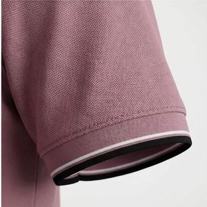 Polo à manches courtes rose pour homme avec poche, tricoté, design uni, coupe classique - Product Image 6