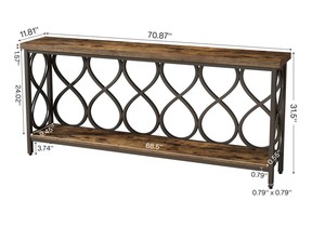 Console en bois rustique avec étagère de rangement en métal, meuble d'entrée ou de salon au design antique - Product Image 6