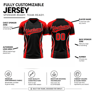 Custom Sublimated V-Neck Jersey Unisex Short Sleeve Moisture Wicking Polyester Team <b>Apparel</b> for Adults <b>Sport</b> <b>Apparel</b> - Product Image 2