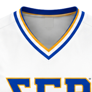 Camiseta de Hockey para Mujer, Blanca, con Letras Griegas Sigma Gamma Rho, Cuello en V, Manga Corta, Uniforme Deportivo de la Hermandad SGRho - Product Image 6