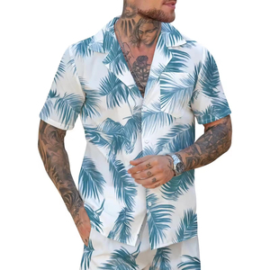 Ensembles courts d'été pour hommes, 2 pièces, manches courtes, tenue de plage, jogging, ensemble hawaïen pour hommes, ensemble t-shirt et short - Product Image 1