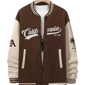 Veste universitaire en toile très confortable pour hommes, nouveau style, col rond, veste imprimée pour logo d'hiver à l'avant - Product Image 1