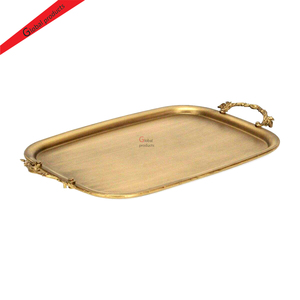Bandeja de Servir Rectangular Plateada de Diseño Único para Alimentos y Frutas, con Asas de Metal con Diseño de Lagarto Dorado, para el Hogar, Hoteles y Restaurantes - Product Image 3