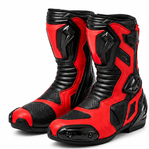 Bottes de course en cuir pour moto, taille adulte unisexe, chaussures de protection professionnelles pour motocross, bottes de course en cuir à coque rigide - Product Image 1