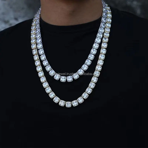 100% Pass Diamond Tester 8MM Cojín Corte Iced Diamond Gargantilla Collar DE TENIS Joyería de hip hop Cadena DE TENIS agrupada - Product Image 5