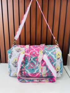 Bolsa de Viaje de Lujo 2026, Rosa, de Algodón Acolchado, Diseño de Patchwork Hecho a Mano, Bolsa de Playa Pequeña para Mujer - Product Image 2