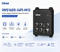 Switch Ethernet Industrial M12 de 5 Puertos Gigabit EN50155 IP67 con PoE Opcional de 4 Puertos, SNMP, QoS y 1 Puerto Uplink