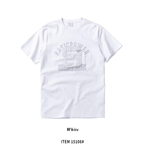 เสื้อยืดคอกลมแขนสั้นผู้ชายทรงโอเวอร์ไซส์ สีดำ ผ้าฝ้าย ทอแบบเจอร์ซีย์ พิมพ์ลายโลโก้ด้านหน้า สีพื้น สไตล์ลำลอง - Product Image 4
