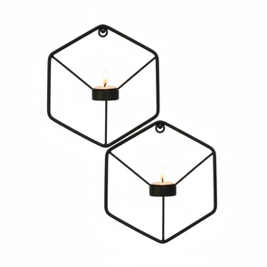 เชิงเทียนติดผนังเหล็กสีทองดีไซน์หรูหรา ชุด 2 ชิ้น เชิงเทียนโลหะตกแต่งแบบโมเดิร์นสำหรับตกแต่งห้องนั่งเล่น - Product Image 5