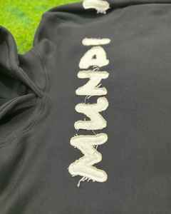 Sudaderas con capucha recortadas personalizadas Sun Faded Cut Edge Custom Acid Wash para hombre, sudaderas con capucha bordadas con parche desgastado con apliques de dobladillo crudo - Product Image 4