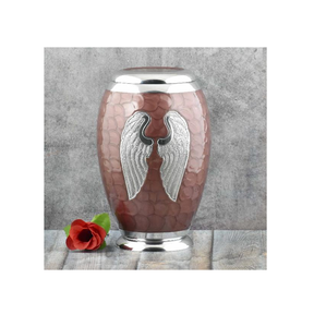 Urne funéraire en aluminium bleu avec ailes d'ange argentées, écologique, décorative, pour cendres, commémoration funéraire, 3-4L - Product Image 2
