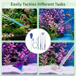 <b>Heavy</b> <b>Duty</b> Stainless Steel Aquascaping Set Planted Fish Tank Trimming Scissors Curved Tweezers Cleaning Maintenance <b>Tools</b> - Product Image 6