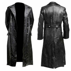 เสื้อโค้ทหนังวัวแท้พรีเมียมสำหรับผู้ชาย แฟชั่นฤดูหนาว เสื้อโค้ทหนังยาว ราคาขายส่ง เสื้อโค้ทหนังผู้ชาย - Product Image 1