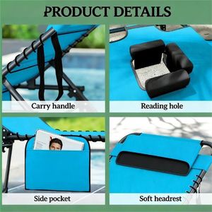 Set di 2 Sedie Pieghevoli Blu per Prendere il Sole all'Aperto - Product Image 6