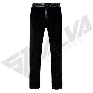 Pantalon de moto en cuir noir imperméable SALVA LEATHER pour homme, coupe droite, taille mi-haute, fermeture éclair, doublure polaire, idéal pour l'hiver - Product Image 3