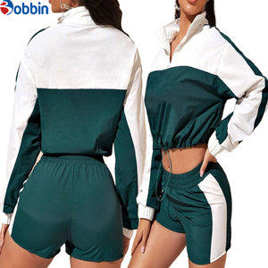 Conjunto de 2 Piezas Personalizado para Mujer, a la Moda, de Alta Calidad, Elástico, Impermeable, Unisex, Chaqueta Cortavientos de Nailon con Cremallera para Mujer - Product Image 4