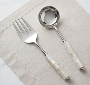 Juego de cubiertos moderno con mangos de perlas, utensilios de acero inoxidable para catering y cenas elegantes. - Product Image 5