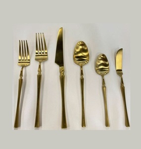 Ensemble de couverts de luxe en acier inoxydable poli miroir doré, 40 pièces, vaisselle, fourchette, couteau, cuillère - Product Image 1