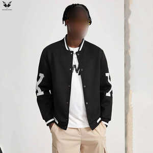 Black Color Outer Wear Lightweight <b>Men</b> Loose Fit Digital Print Going Out <b>Long</b> Sleeve Baseball College Baseball Varsity <b>Jackets</b> - Product Image 5