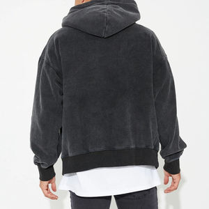 Sweat à capuche vintage surdimensionné délavé à l'acide, avec logo personnalisé, en coton léger, style streetwear, effet vieilli, pour homme, haute qualité - Product Image 2