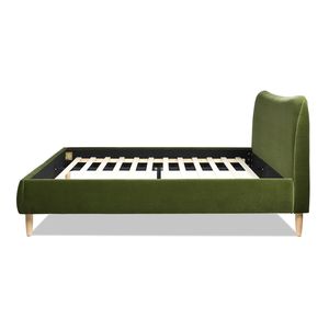 Letto King Size con Testiera Curva in Stile Romano, Rivestito in Velluto Verde Oliva di Alta Qualità, con Elegante Imbottitura - Product Image 5