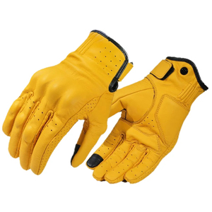 Guantes de Conducción Deportivos Speed One de Cuero Amarillo, Unisex, Transpirables, Antideslizantes, con Correa de Muñeca Ajustable, para Todas las Estaciones - Product Image 4